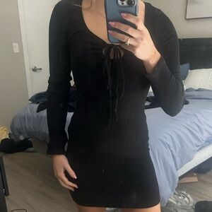 Lulu's Black Long Sleeve Sweater Dress NWT